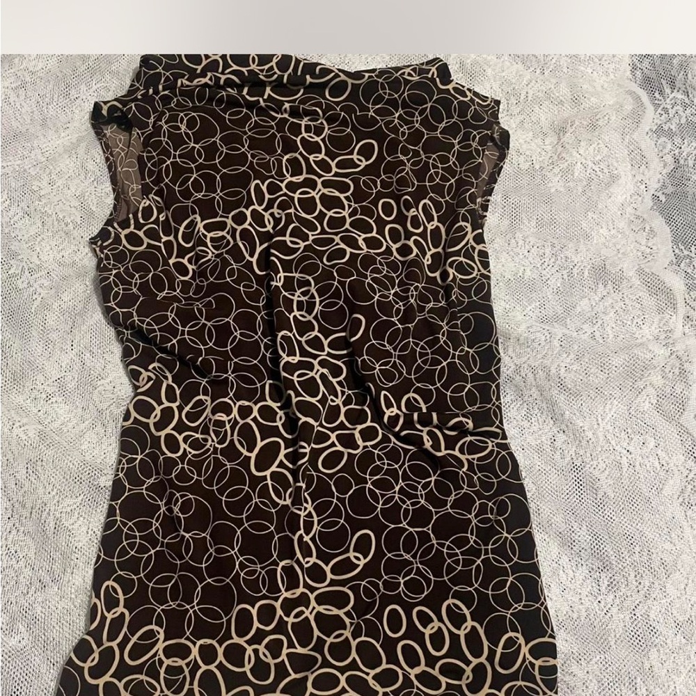 Agenda Brown and Cream Circle Pattern Blouse - Picture 4 of 4